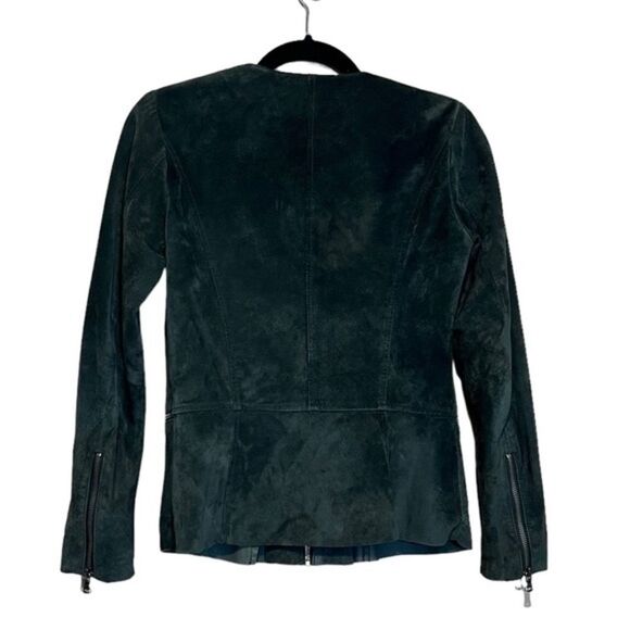 Suede Leather Peplum Hem Jacket Size XS/Small in Hunter Green - Picture 9 of 12